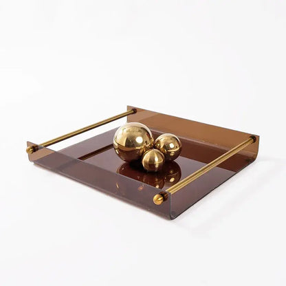 Modern amber acrylic fruit plate tray dining room brass handles