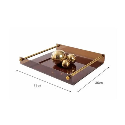 Modern amber acrylic fruit plate tray dining room brass handles