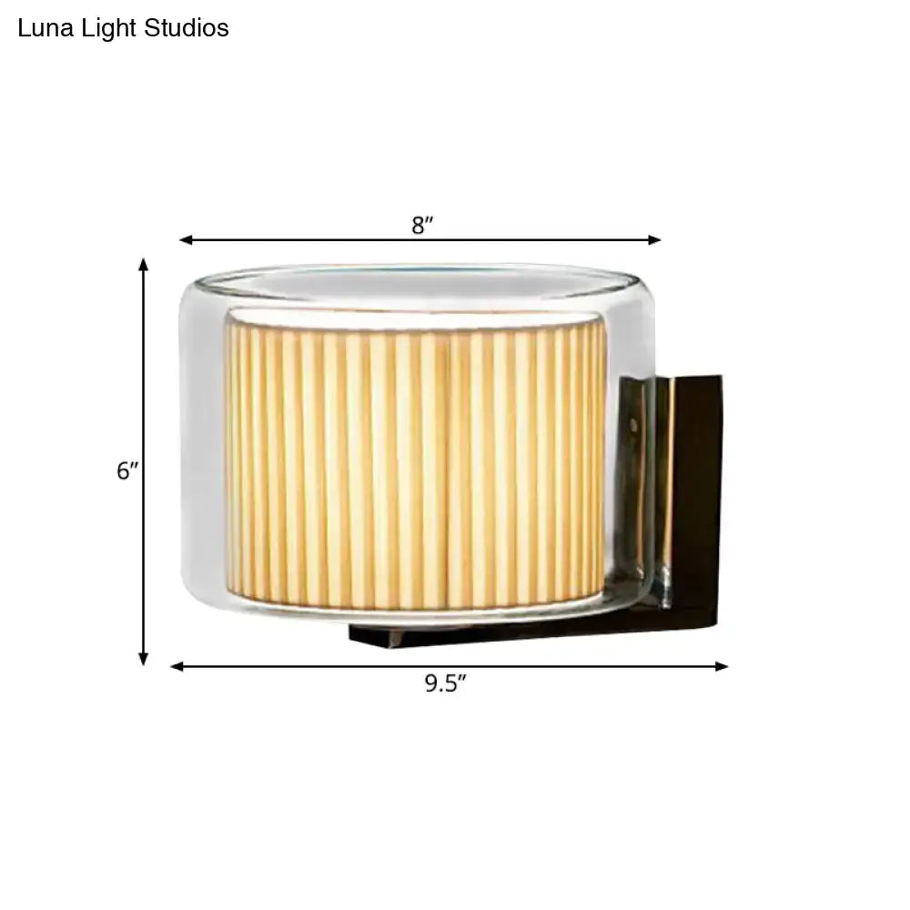 Modern amber and black pleated fabric wall lamp bedroom light