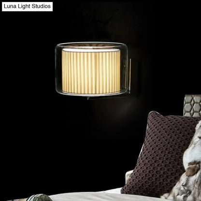 Modern amber and black pleated fabric wall lamp bedroom light