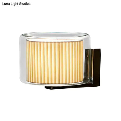 Modern amber and black pleated fabric wall lamp bedroom light
