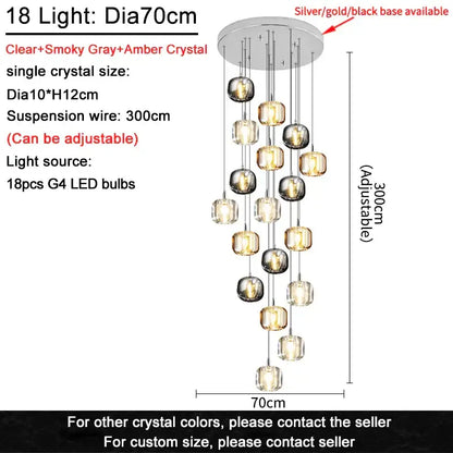 Modern amber and gold crystal led ceiling chandelier living room
