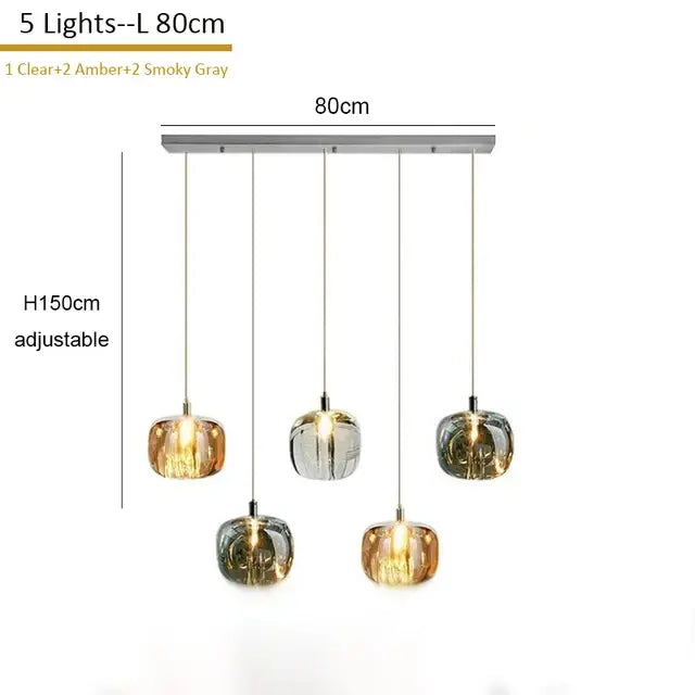 Modern amber and gold crystal led chandelier living room pendant