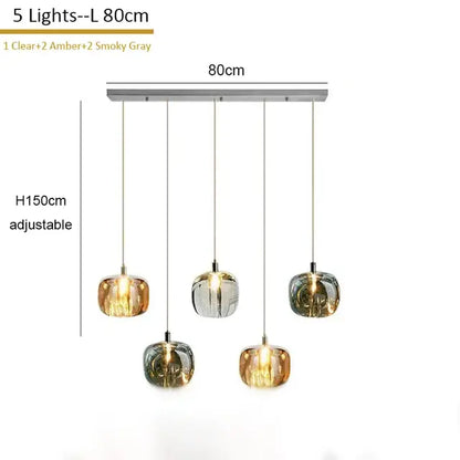 Modern amber and gold crystal led chandelier living room pendant