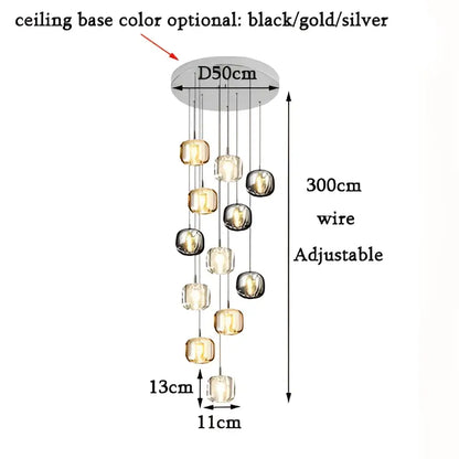 Modern amber and gold crystal led chandelier living room pendant