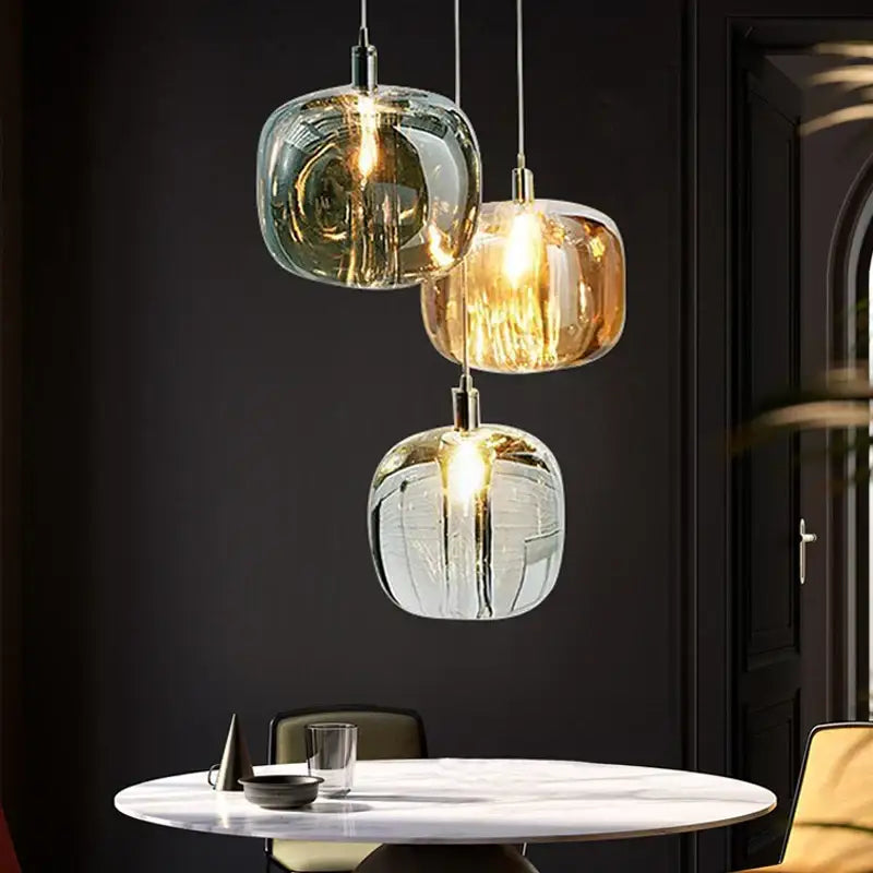 Modern amber and gold crystal led chandelier living room pendant