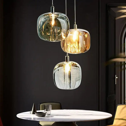 Modern amber and gold crystal led chandelier living room pendant