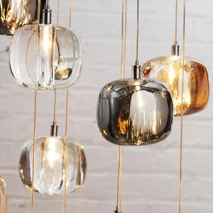 Modern amber and gold crystal led chandelier living room pendant