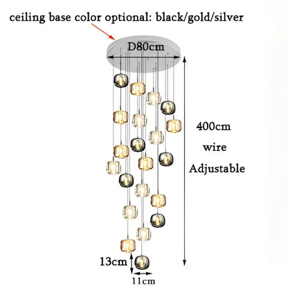 Modern amber and gold crystal led chandelier living room pendant