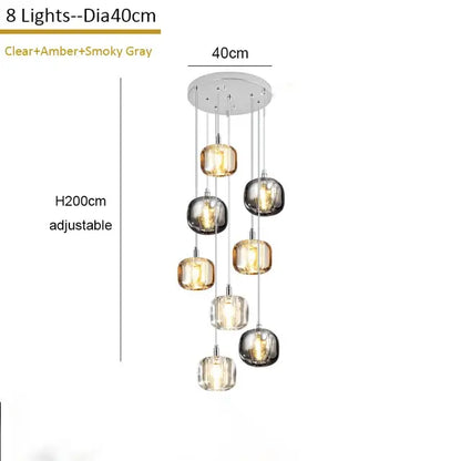 Modern amber and gold crystal led chandelier living room pendant
