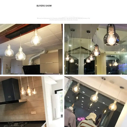 Modern amber and gray glass pendant lights for dining room