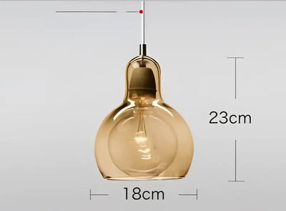 Modern amber and gray glass pendant lights for dining room