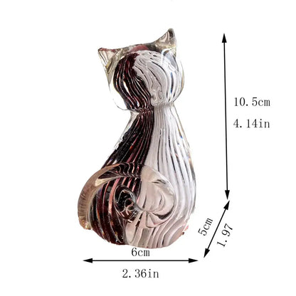 Modern amber & black glass cat figurine set living room decor