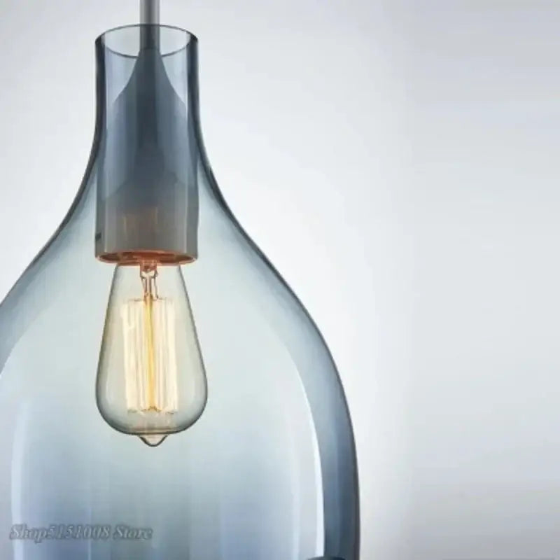 Modern amber & blue glass pendant lights for kitchen
