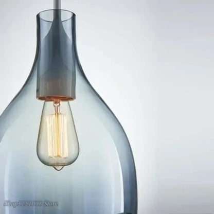 Modern amber & blue glass pendant lights for kitchen