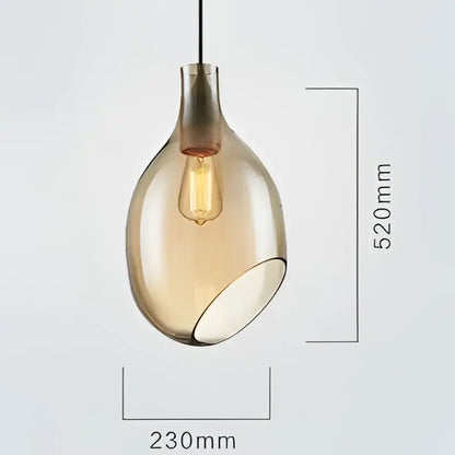 Modern amber & blue glass pendant lights for kitchen