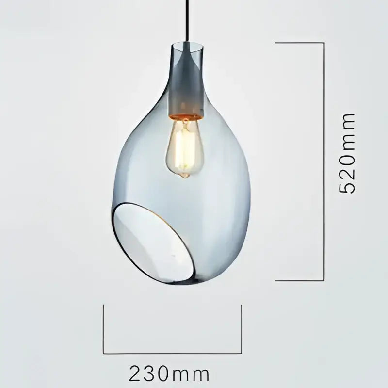 Modern amber & blue glass pendant lights for kitchen