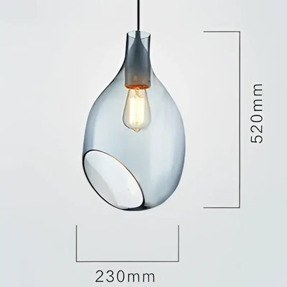Modern amber & blue glass pendant lights for kitchen