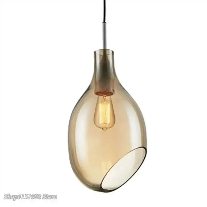 Modern amber & blue glass pendant lights for kitchen