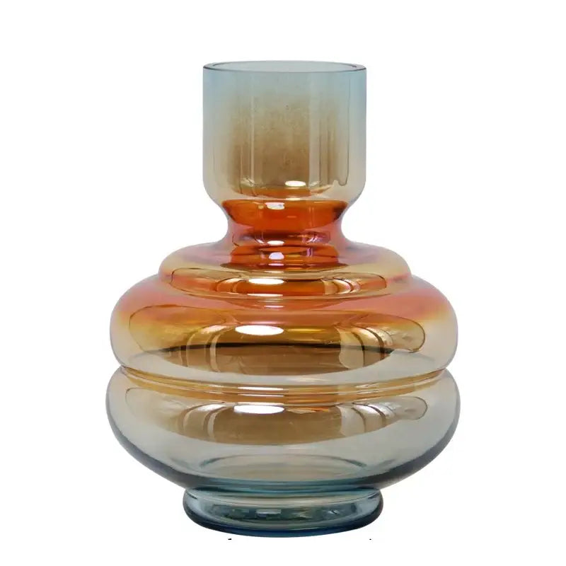 Modern amber & blue gradient glass vase living room decor