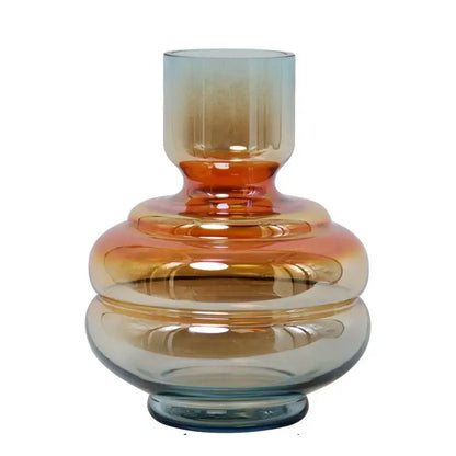 Modern amber & blue gradient glass vase living room decor