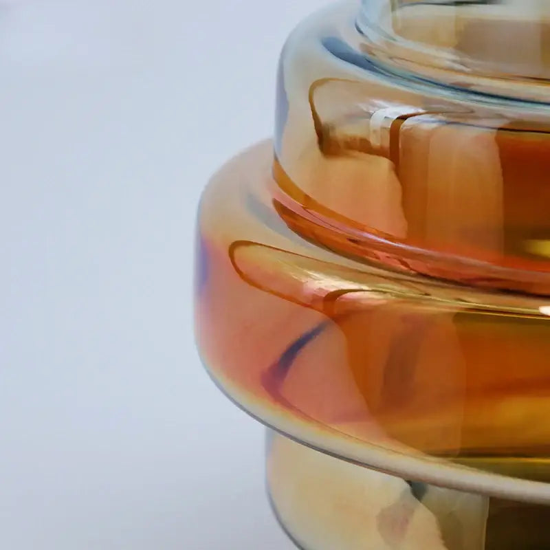 Modern amber & blue gradient glass vase living room decor