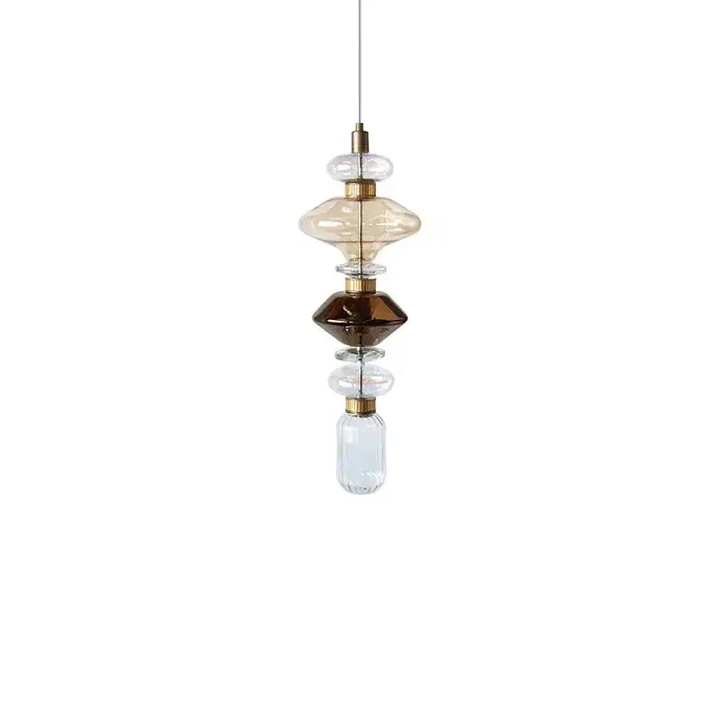 Modern amber & brown glass ballet pendant lamp for dining room