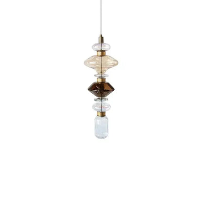 Modern amber & brown glass ballet pendant lamp for dining room