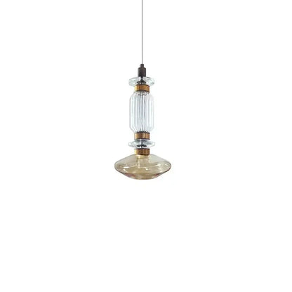 Modern amber & brown glass ballet pendant lamp for dining room