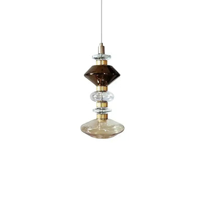 Modern amber & brown glass ballet pendant lamp for dining room