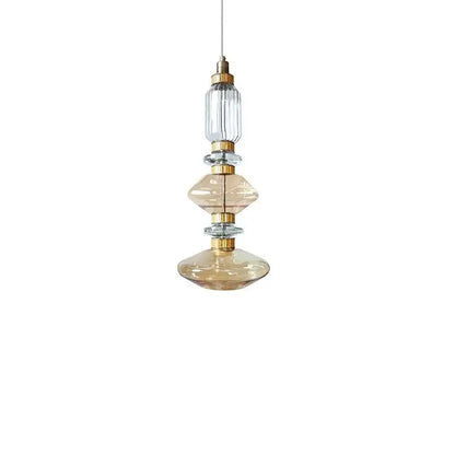 Modern amber & brown glass ballet pendant lamp for dining room