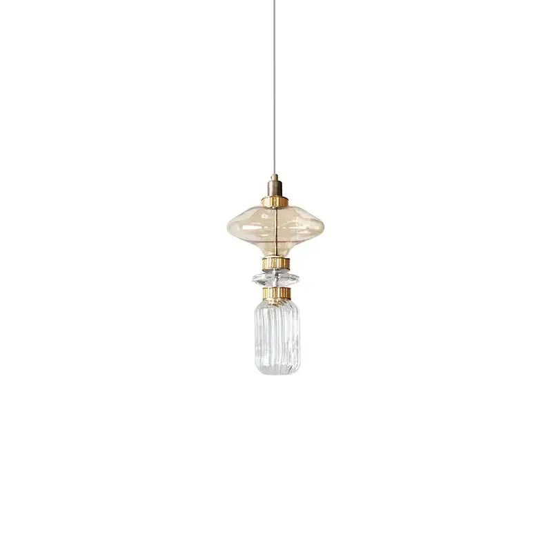 Modern amber & brown glass ballet pendant lamp for dining room