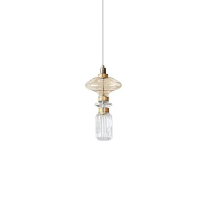 Modern amber & brown glass ballet pendant lamp for dining room