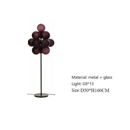 Modern amber bubble glass floor and table lamp set living room