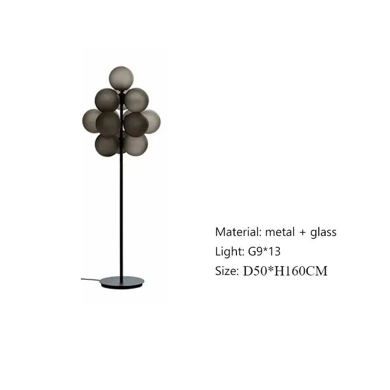 Modern amber bubble glass floor and table lamp set living room