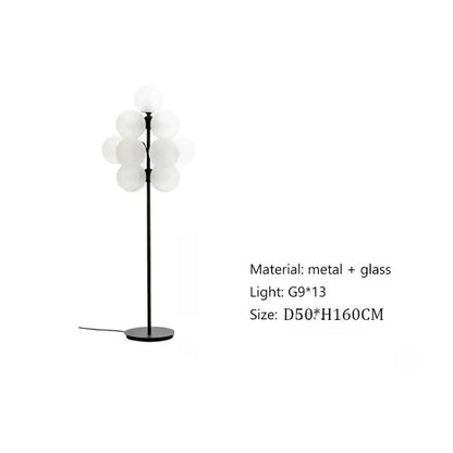Modern amber bubble glass floor and table lamp set living room