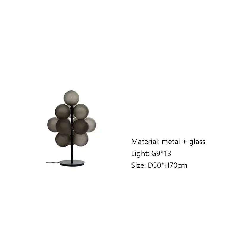 Modern amber bubble glass floor and table lamp set living room