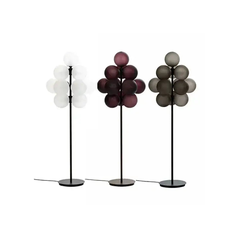 Modern amber bubble glass floor and table lamp set living room