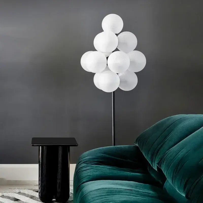 Modern amber bubble glass floor and table lamp set living room