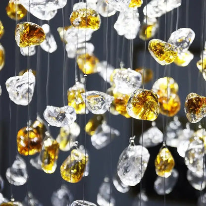 Modern amber & clear crystal dining chandelier living room light
