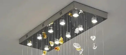 Modern amber & clear crystal dining chandelier living room light