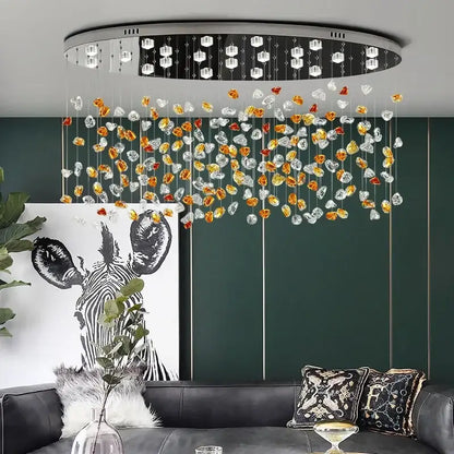 Modern amber & clear crystal dining chandelier living room light