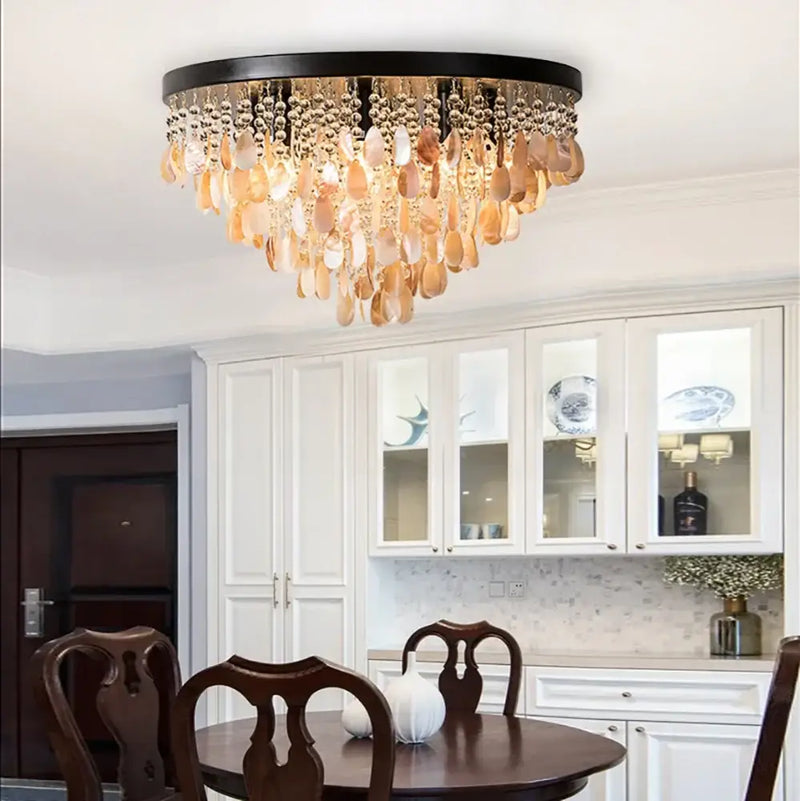 Modern amber & clear crystal led ceiling lamps for living room