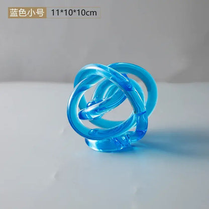 Modern amber & clear glass knot twist sculpture living room decor
