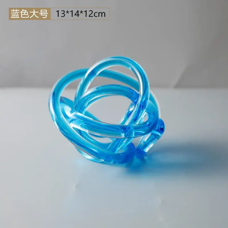 Modern amber & clear glass knot twist sculpture living room decor