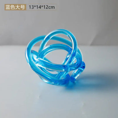 Modern amber & clear glass knot twist sculpture living room decor
