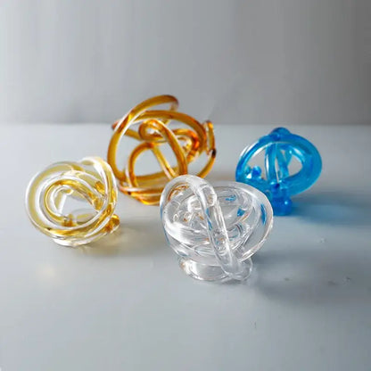 Modern amber & clear glass knot twist sculpture living room decor