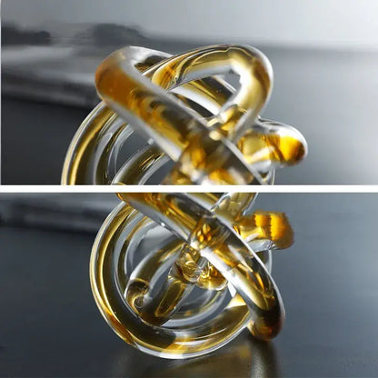 Modern amber & clear glass knot twist sculpture living room decor