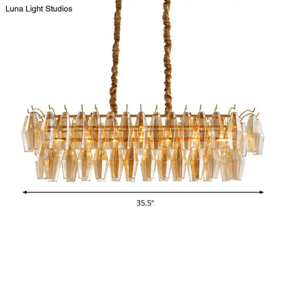 DecorBites™ Modern Amber Crystal Oval Island Lamp - 6 Heads Dining Room Hanging Light Fixture