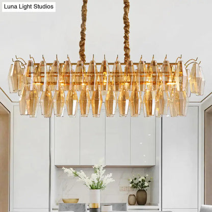 Modern amber crystal oval island light fixture for dining room